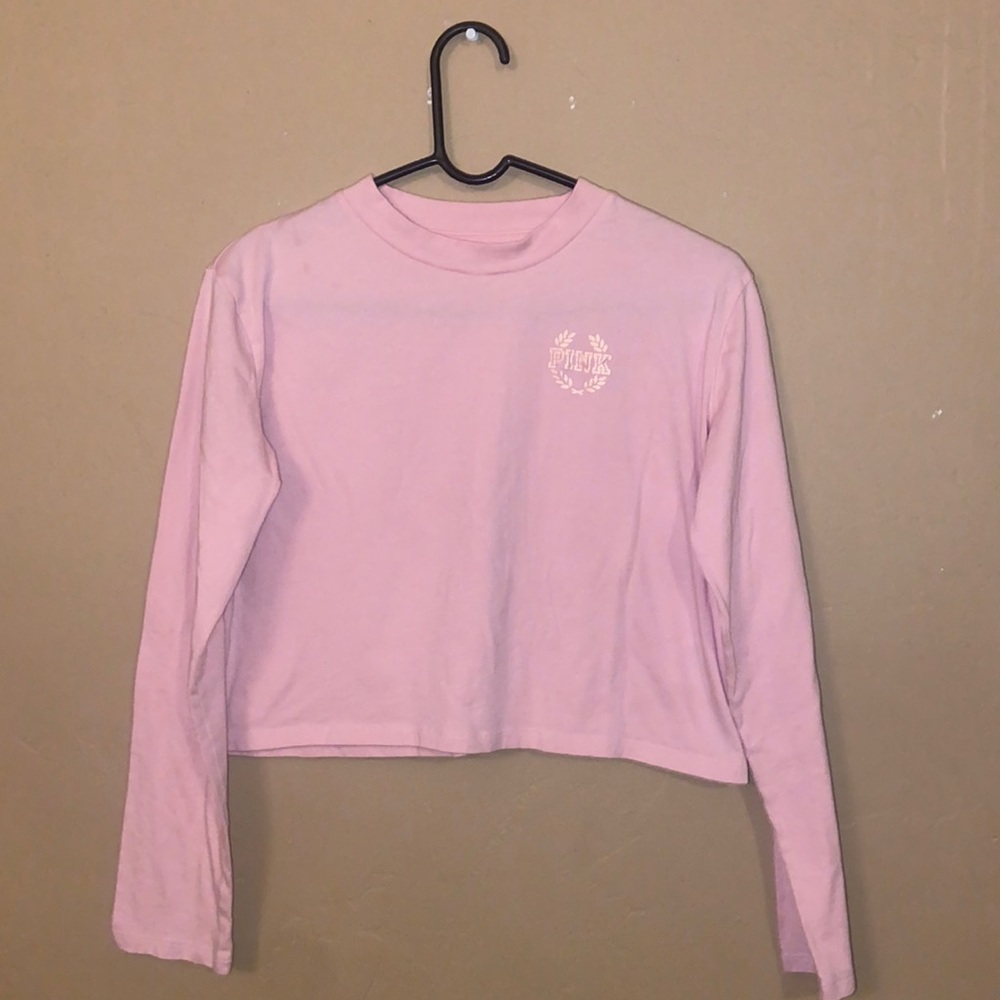 VS PINK Long sleeve Crop Tshirt Women light pink 60 cotton 40 poly size xsmall